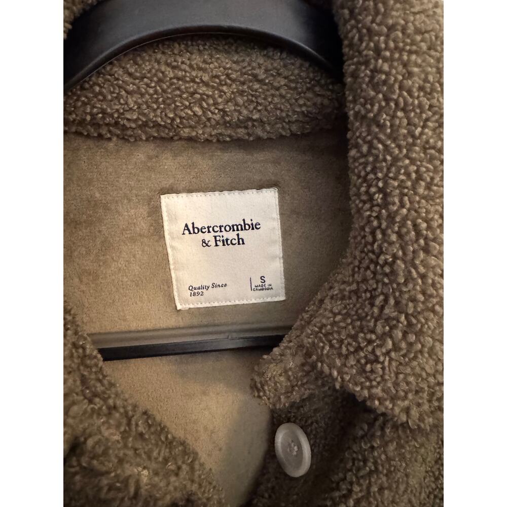 Abercrombie & Fitch Olive Green Sherpa Shirt Jacket Size Small - Picture 4 of 5